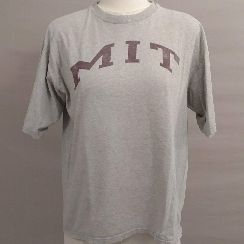 Vintage MIT T Shirt Old Tee Mass Institute Technology 100% Cotton Heather Gray